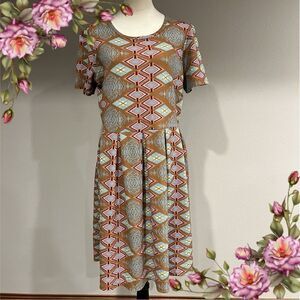 LuLaRoe Amelia geometric print short sleeve scoop neck casual plus size dress 2X